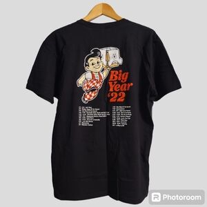 Bob's Big Boy T-Shirt Medium Black Rare Peeps Big Year 2022 Short Sleeve FLAW
